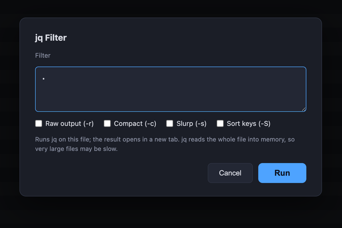 Filter with built-in jq