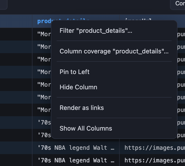 Column Coverage Options